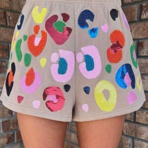 Queen of sparkles leopard sequin shorts